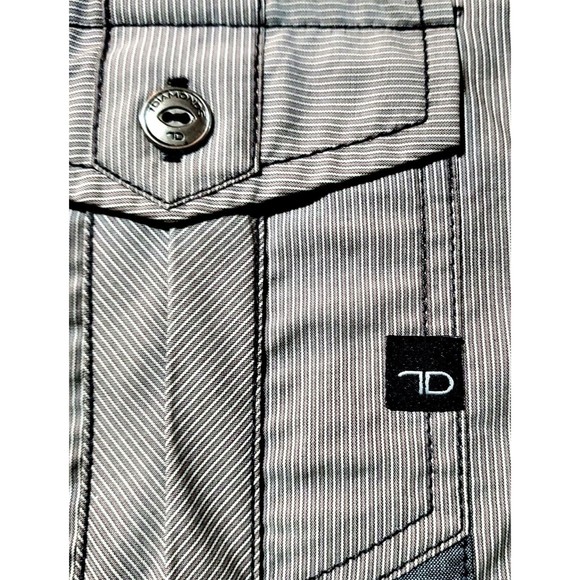 7 Diamonds Pinstripe Shirt Mens Medium Brown Long Sleeve Western Dress Military - Picture 4 of 9